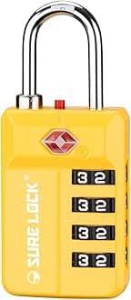 TSA Approved Travel Luggage Locks, Open Alert Combination Lock for School Office & Gym Locker ,Toolbox, Pelican Case,Easy Read Dials- 1, 2 & 4 Pack (1, Yellow 1 Pack)