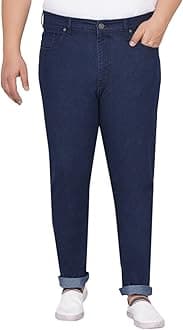 JOHN PRIDE Plus Size Men's Stretchable Mid-Rise Comfort Fit Clean Look Cotton Jeans for Men