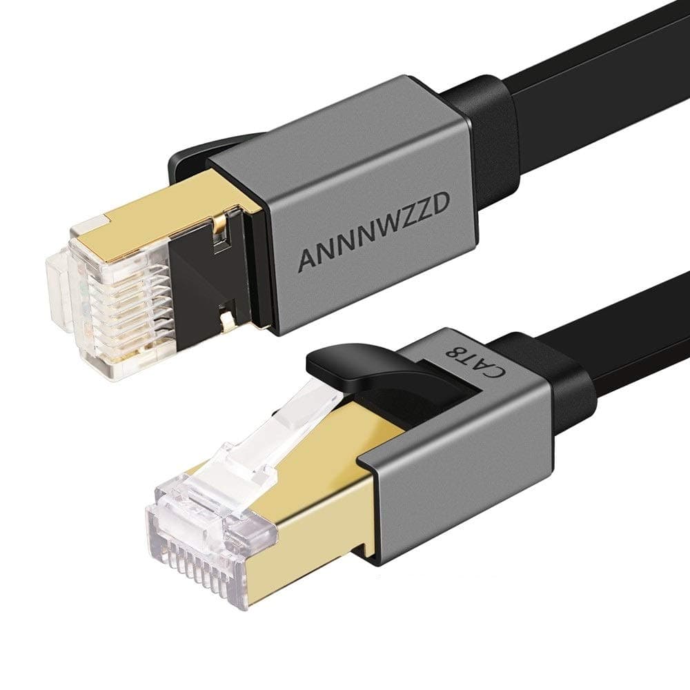 ANNNWZZDCAT 8 Ethernet Cable, Flat LAN Network Cable High Speed 26AWG Patch 40Gbps, 2000Mhz with Gold Plated RJ45 Connector for Router, Modem, PC, Switches, Hub, Laptop, Gaming, Xbox (30ft/30FT)