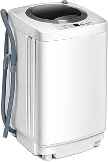 2 in 1 Portable Washing Machine - 6/10 Programs, Adjustable Water Level, Fully Automatic Compact Washer Spin Dryer with Drain Pump for Apartment Dorm (3.5kg Load, 6 Program, 3 Water Level)