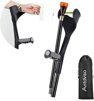 Forearm Crutches Pair, Folding Forearm Crutches Lightweight Adjustable，with Rubber Handles, Comfortable Grip and Wear-Resistant, Non-Slip Forearm Crutches for Heavy Duty