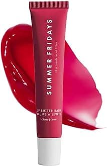 Summer Fridayss Lip Butter Balm, Summer Friday Lip Butter Balm, Nourishing Lip Mask for Instant Moisture, Shine and Hydration, Tinted, Naturally Moisturizes (Cherry)