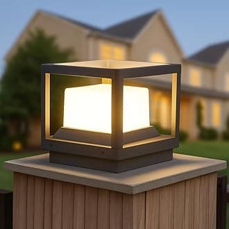GIGAWATTS Topaz Outdoor Gate Light – 12W Integrated Light 101% Rust & Waterproof Die-Casting Aluminum, Polycarbonate Piller Lamp Base Mount Grey Exterior Fixture for Garden, Boundary & Home Entrance
