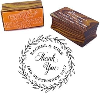 Thank You Round Wedding Invitation Stamp Custom Wood Mounted Rubber Stamp