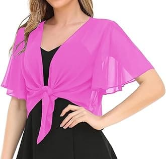 Women's Solid Puff Sleeve Kimono Short Cardigan Loose Cover Up Casual Blouse Top Chiffon