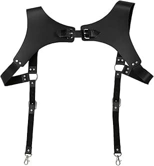 Steampunk Renaissance Leather Suspenders for Men H Designs Vintage Men's Back Support Harness Metal Hooks Adjustable