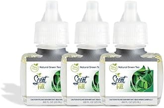 Scent Fill 100% Natural Green Tea Plug in Air Freshener, Scented Oil Refills, 3 Refills