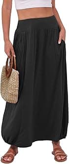 ANRABESS Women's Summer Long Maxi Skirts 2025 Trendy Ankle Length High Waisted Boho Flowy Beach Dress with Pockets Fashion
