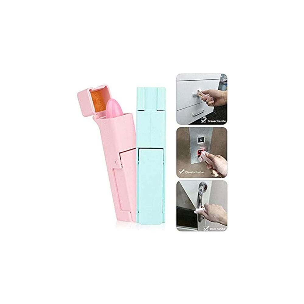 Press Elevator Hand Stick, Avoid Contact Tool Reusable Self-Cleaning Handheld Tool - 1 pc (Blue-Pink)
