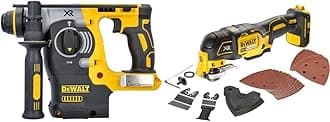 DEWALTDCH273N-XJ 18V XR Li-Ion SDS Plus Rotary Hammer Drill, 18 W, 18 V, Yellow/Black & DCS355N-XJ Oscillating Multi-Tool 18V Li-Ion Cordless Brushless Battery Powered, Large