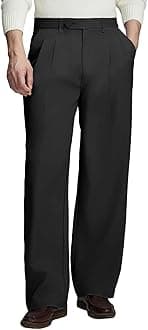 Susclude Mens Casual Dress Pants Old Money Pleated Baggy Wide Leg Vintage Relaxed Fit Slacks Work Office Trousers