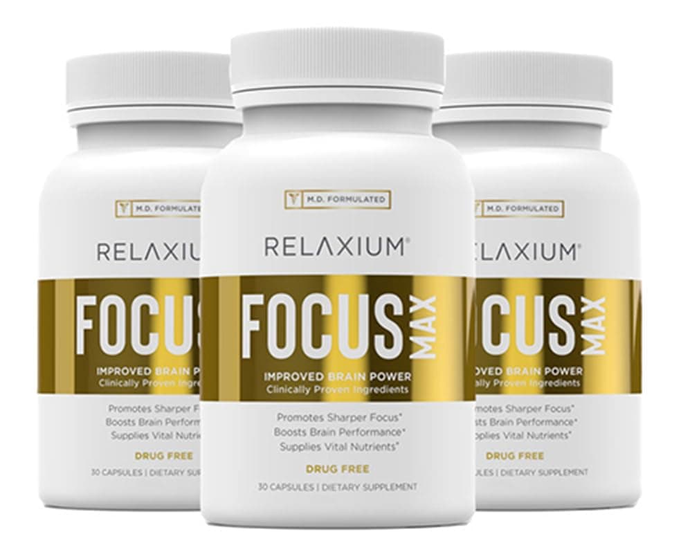 Relaxium FocusMax Extra Strength Cognitive Support - Supports Healthy Brain Function and Memory - M.D. Formulated with Huperzine, Bacopa, & More (3 Bottles, 90-Day Supply)