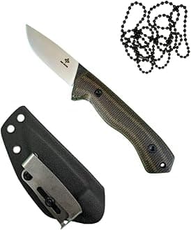 - Fixed Blade, 3D Micarta Scales, EDC With Kydex Sheath, Ideal for Skinning, Survival, Camping, Hunting & Outdoors, Tactical Full Tang Knife (B_007)