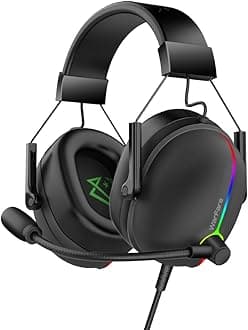 Vertux Wired Gaming Headset, High-Performance 7.1 Surround Sound Over-Ear Gaming Headset with Noise Cancelling Mic, Haptic Feedback, RGB Lights and in-Line Control for MacBook, PS5, Xbox X, Warfare