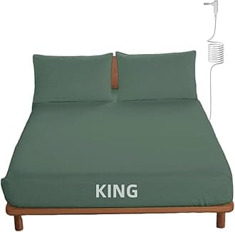 OKOHEY Grounding Fitted Sheets with 15ft Earthing Cord, King Size, 90% Organic Cotton + 10% Silver Fiber, Soft & Breathable Grounded Sheet for Better Sleep and Enhanced Wellness, Green