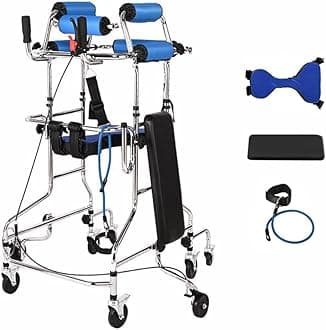 COOLBABY 8-Wheel Walker for the Elderly With Handbrake, Seat Cushion, Adjustable Height and Width, Anti-Rollover and Anti-Backflip, Lower Limb Auxiliary Training