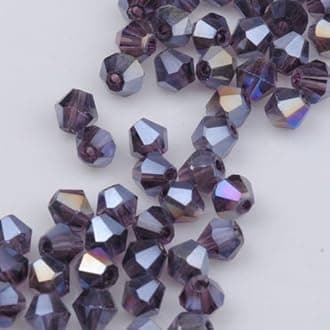 DIY 4mm 1000Pcs Bulk Faceted Bicone Crystal Glass Beads with Container Box Beads for Making Jewelry (Purple)