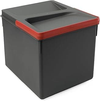 Emuca - Containers for kitchen drawers with odour-proof lid,waste sorting cut-out base,H 216 mm (8,5 inch), 1x12L, Anthracite grey Plastic, Anthrazitgrau