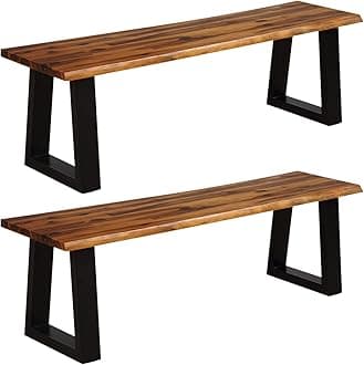 Set of 2 Wooden Dining Bench Seating Chair Rustic Indoor &Outdoor Furniture