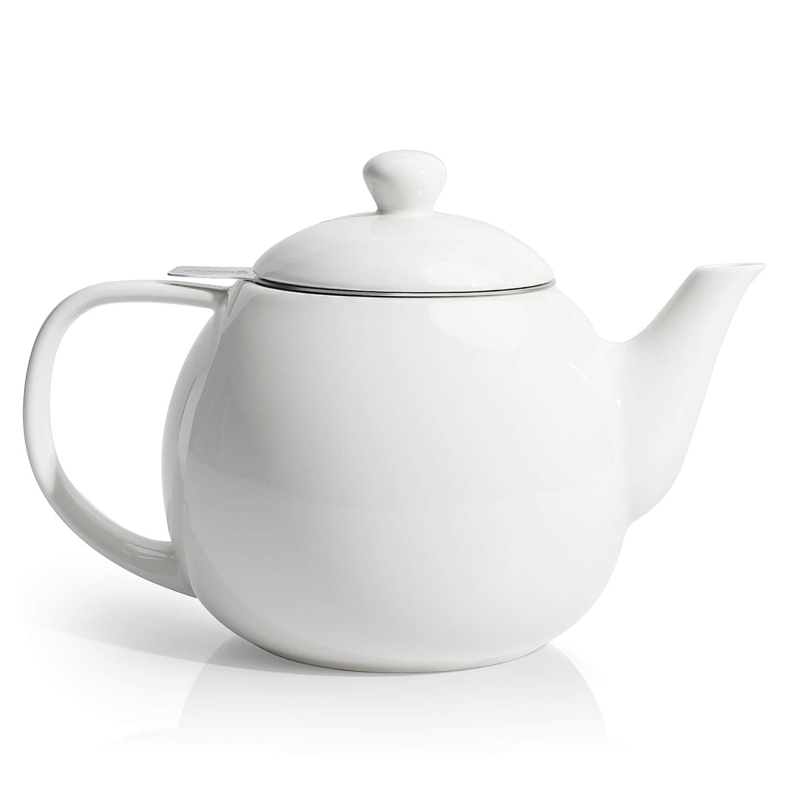 Teapots for Tea, 27 oz Porcelain Tea pot with Removable Stainless Steel Infuser, Tea Pots for Loose Tea - White