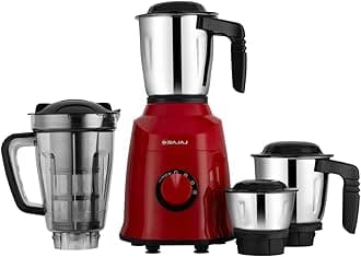 Bajaj Military Series Rex 750W 4 Jar Mixer Grinder | DuraCut Blades | 2-In-1 Function Blade In Dry Jar | 2-Yr Warranty By Bajaj | Red/Black