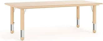 Flash Furniture Wren Adjustable Classroom Activity Table for School and Home, Plastic Activity Table for Kids, 23.625" W x 47.25" L, Natural