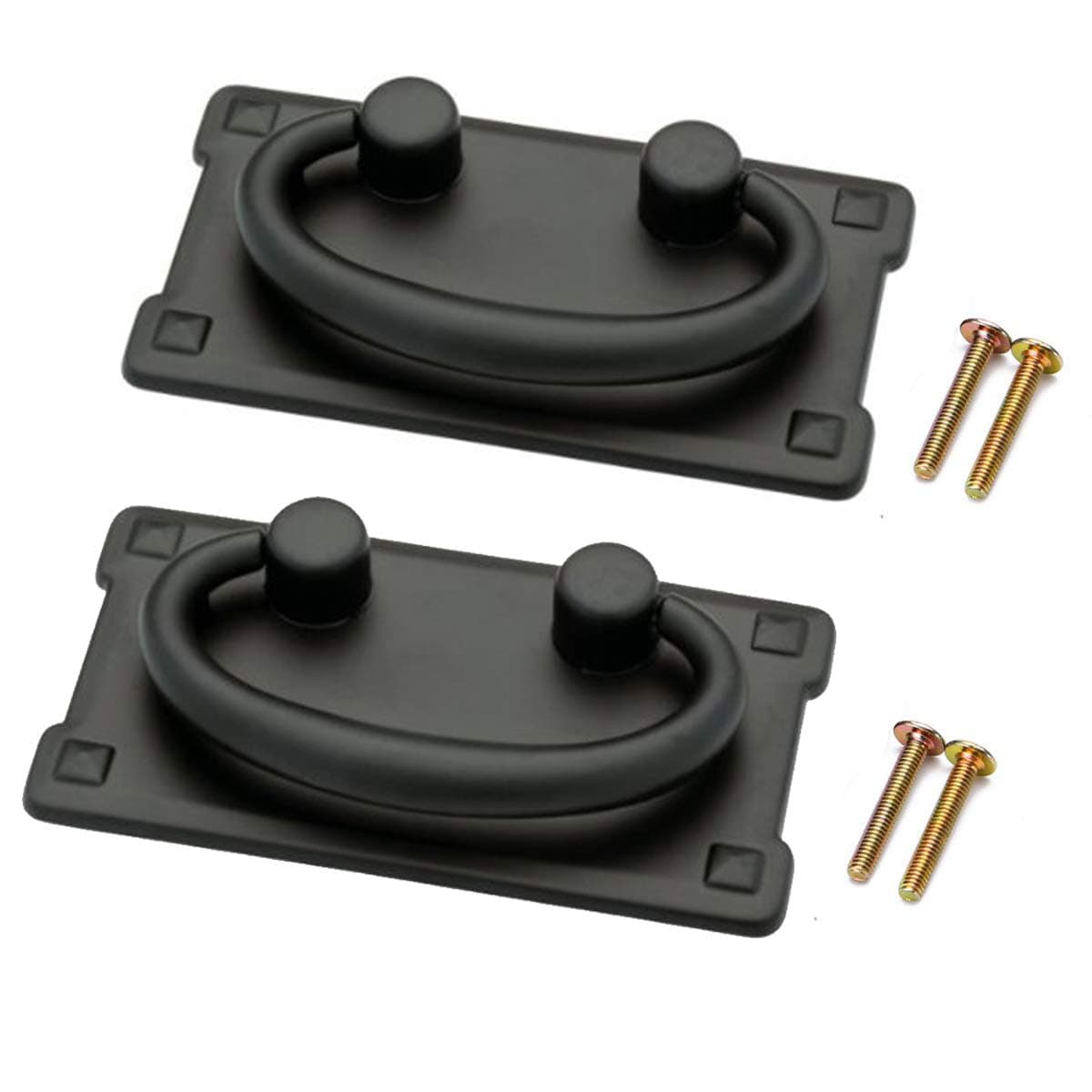 2pcs Vintage Antique Bronze Drawer Ring Pull Handles Knobs Hardware for Dresser Cabinet Door Furniture Drawers Bronze Hand Mission Hardware(Black)