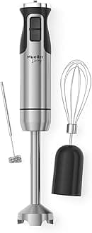 Austria Ultra-Stick 500 Watt 9-Speed Immersion Multi-Purpose Hand Blender Heavy Duty Copper Motor Brushed 304 Stainless Steel With Whisk, Milk Frother Attachments