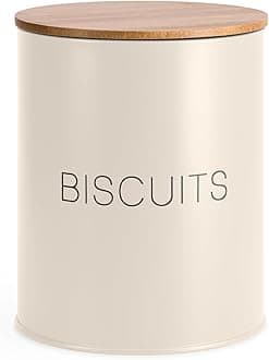 EHC Biscuit Tin Air tight Jar, Cookie Jar Container, Biscuit Barrel, Round Biscuit Box Storage, Cream