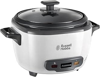 Russell Hobbs Electric Rice Cooker - 2kg (14 Portion - 145g per serving) Removable non stick bowl, Dishwasher-safe bowl & lid, Steamer basket, measuring cup & spoon inc, Energy Saving, 500W, 27040