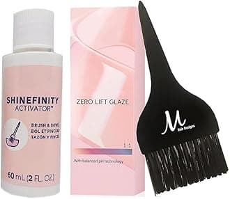 Shinefinity Zero Lift Glaze 08/34 Light Blonde Gold Red Demi-Permanent Hair Color 2 Ounce, Shinefinity Activator 2 oz and M Hair Designs Tint Brush (Bundle)