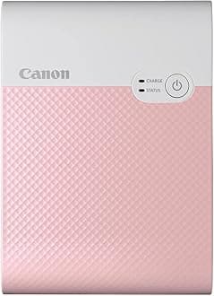 Canon SELPHY Square QX10 Portable Photo Printer, Wi-Fi Connectivity, USB Charging, Dye Sublimation Printing, 100 Year Print Life, Square Photo Paper, SELPHY Photo Layout App INTL Model (Pink)