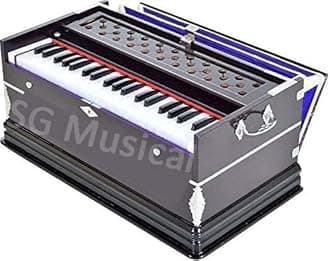SG Musical Harmonium - 3 1/4 Octave, Double Bellow, 39 Keys, Black, Wooden Body, 2 Reeds (Bass - Male), 22 x 12 x 10 Inch, Yoga, Bhajan, Kirtan