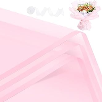 Rumvan Flower Wrapping Paper, 20 Sheets, Waterproof, Floral Bouquet Design, for Wedding, Birthday Gift, DIY Florist Supplies (Pink colour)