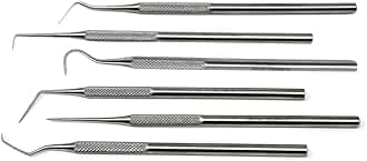 Professional Dental Tartar Scraper Tool Oral Picks to Remove Calculus from Teeth, Plaque Remover, Tooth Scraper for Oral Hygiene Care Made of Stainless Steel (6 Pcs Set)