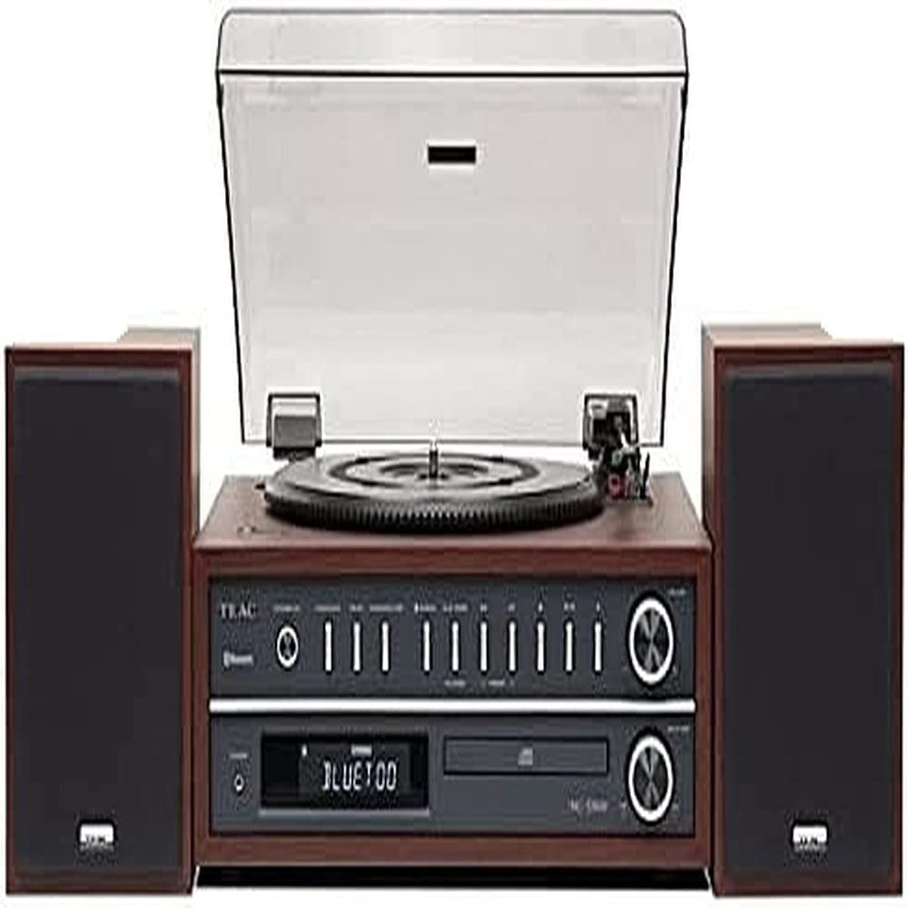 Teac MC-D800(Ch) Turntable CD Player Combi System (Turntable, Belt Drive, Three Rotation Speeds (33/45/78RPM), Bass reflex Speaker, Bluetooth, USB, Radio) Cherry Brown