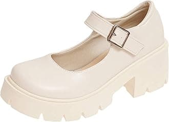 Women's Platform Mary Janes Chunky Heel Ankle Strap Uniform Dress Shoes Heeled Gothic Lolita Oxfords