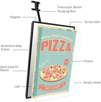 Slim Snap Frame LED Light Box, LED Restaurant Menu Board LED Backlit Menu Board For Restaurant Cafe Shops Wall Mounted Billboard (60 * 40cm)