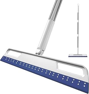 Multifunction Magic Broom, 3-in-1 Adjustable Indoor Broom Sweeper, Detachable Floor Squeegee Glass Wiper, Washable Scraping Brooms for Tile Windows, Pet Hair Remover (Blue)