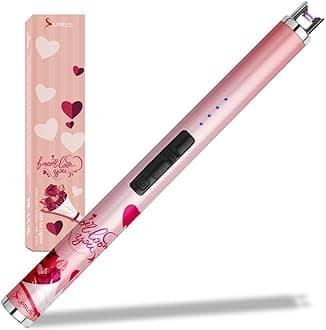 Candle Arc USB Type C Lighter Electric Lighter with Upgraded LED Battery Display Safety Switch Rechargeable Flameless Plasma Windproof Portable for Mother‘s Day (Pink)