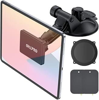 OHLPRO Dashboard Magnetic Tablet Holder for Car, Windshield iPad Car Phone Suction Cup Mount with Magnets, for All 6"-11" Apple Phones iPad Samsung Galaxy Tab Tablet, 360° Rotation, Black