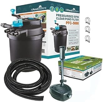 allpondsolutions Pressurised Koi Fish Pond Filter Complete Kit with Pond Pump and UV Steriliser Light All in one - Ponds Up to 5000 litres - PFC-5000-KIT-FOUNTAIN