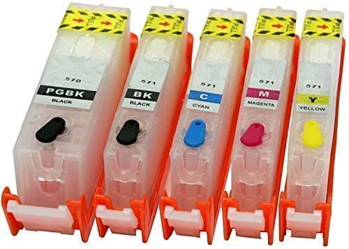 5 Empty Refillable Printer Cartridges with Auto Reset Chip for MG5750 MG6851 MG7750 Replacement for PGI-570 CLI-571