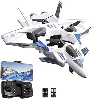 RC Fighter Jet, RC Plane 2.4GHz 4CH Remote Control Airplane with Camera, Foam RC Aircraft Glider with 3D Flip, Altitude Hold, Headless Mode, 2 Batteries, Easy to Fly for Adults (Blue)