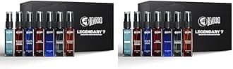 BEARDO Legendary 7 Assorted Perfume Gift Set For Men 7X8Ml With Long Lasting Liquid Wood Fragrances | Travel Pack With Mariner Whisky Smoke Dark Side God Father Tsunami & Black Musk (Pack Of 2)