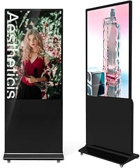 MWE 54 Inch Indoor Floor Standing Digital Signage Advertising Display Kiosk LCD Screen Commercial Totem Android System Vertical Poster with Auto Media Player