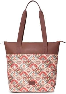 Printed Women's Jute Handcrafted Vegan Leather Everyday Tote