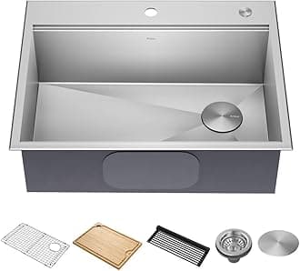 Kore 28 Inch Drop-in / Undermount Workstation 16 Gauge Stainless Steel Single Bowl Kitchen Sink with Accessories, KWT310-28