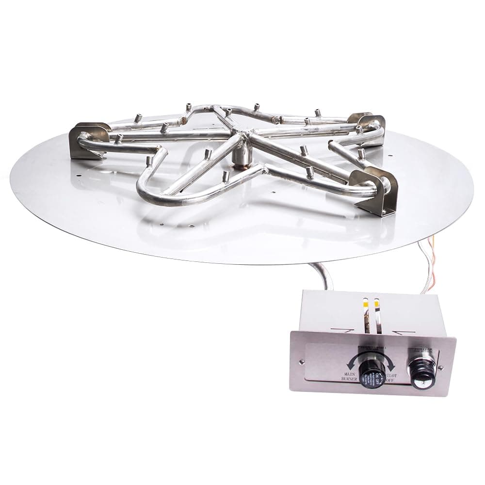 HPC Fire Push Button Flame Sensing Gas Fire Pit Kit (TOR-PENTA24FPPK-FLEX-LP), 24" Pan, 18" Penta Torpedo Burner, Propane for Bulk Tank