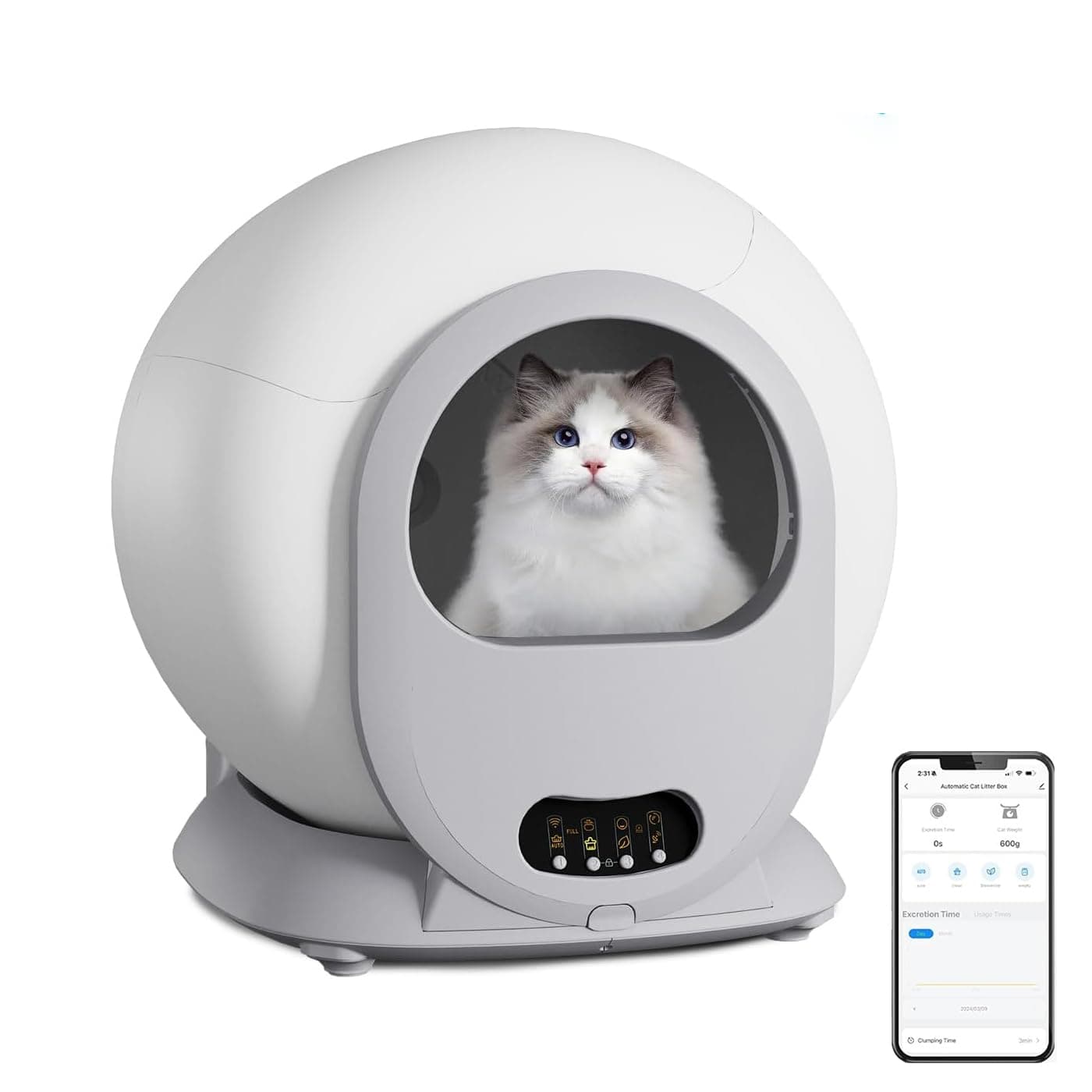 Moonmen Self Cleaning Cat Litter Box,Automatic Litter Box for Multiple Cats with App Control Odor Removal,Cat Litter Box Automatic Cleaning